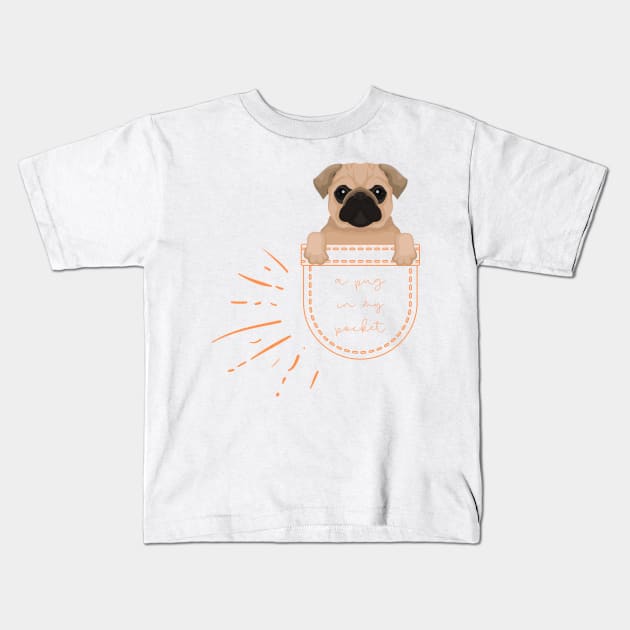 A Pug in My Pocket Cute Dog Lovers and Pug Owners Gift Kids T-Shirt by nathalieaynie